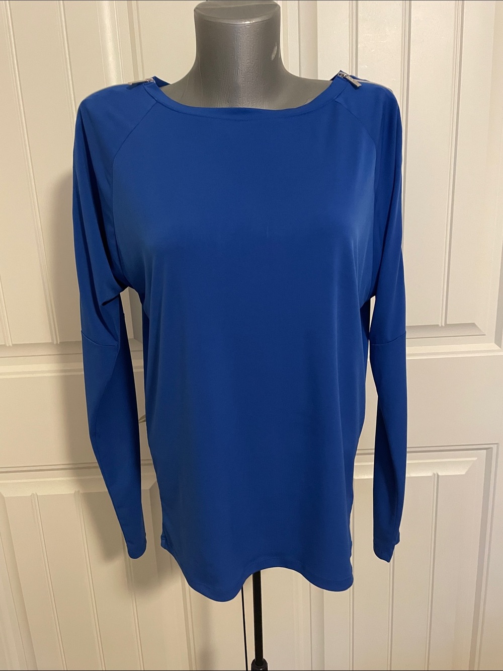 Michael Kors Royal Blue Long Sleeve Boatneck Top